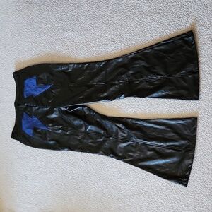 Nasty gal faux leather flare leg lightning bolt pants